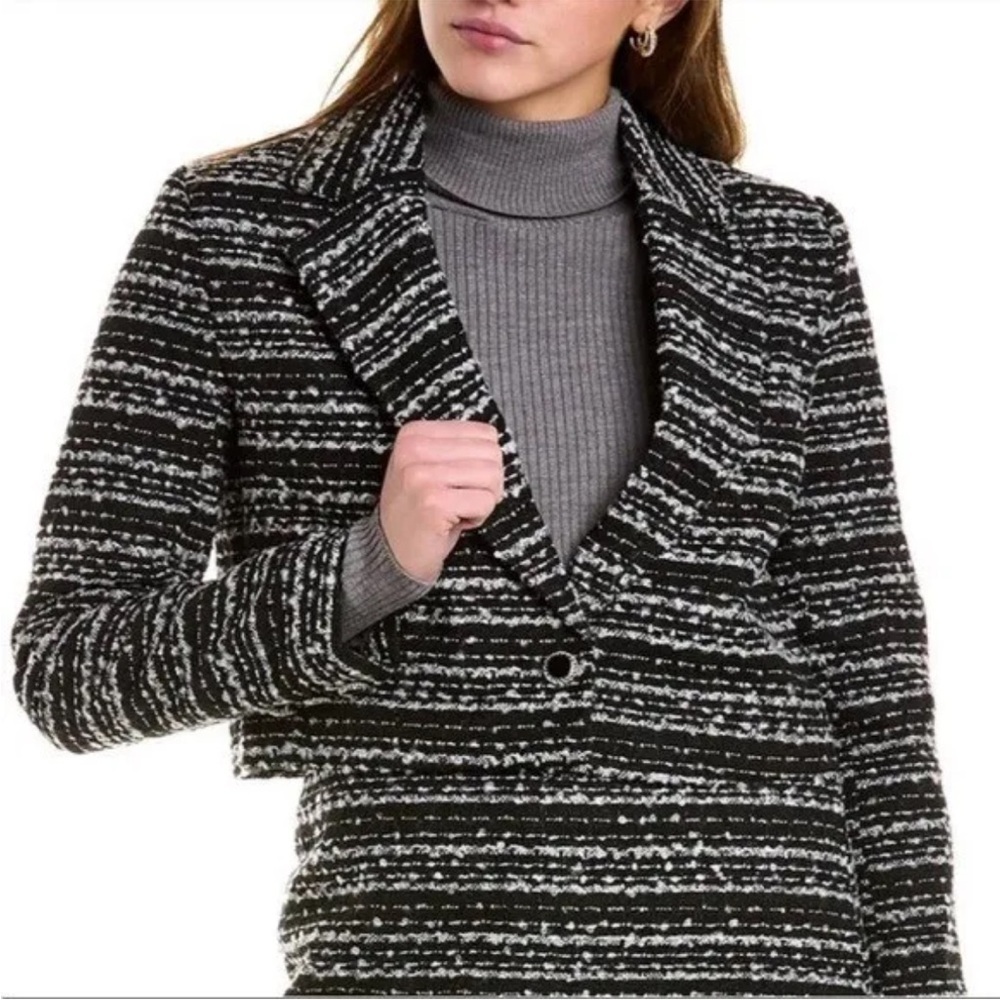 Bagatelle Womens Crop Office One-Button Blazer Black and White NWT Small